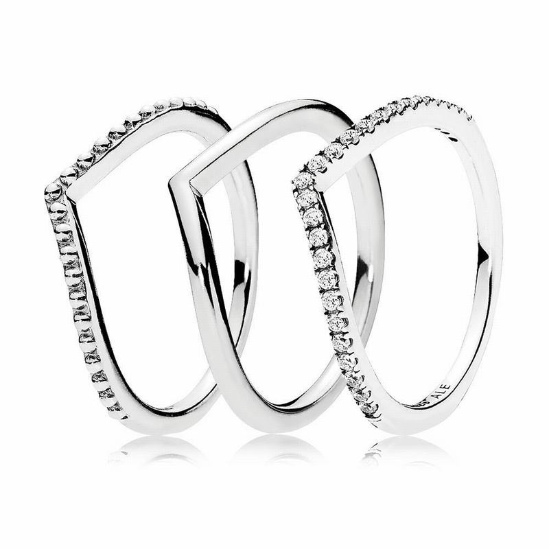 Pandora Wishbone Stackable Ring Stack - Sterling Silver - Canada | YT3297AQ